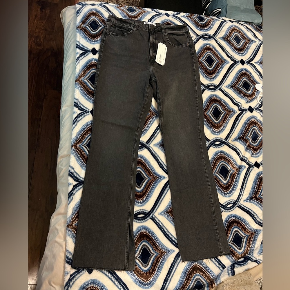 Zara Slim Flare Split Hem Jeans
